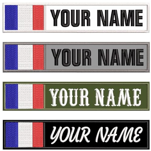 2pcs Patchs de Nom Brodés Français – Écusson Personnalisé à Scratch | Patch Sac à Dos Drapeau France, Bande Patronymique Militaire, Thermocollant ou à Coudre, Étiquette pour Tissu Vêtements