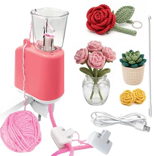 Strickmaschine Elektrisch, Sehr Effizient Automatische Herstellung von Strickschläuchen, Deko Schnur Strickliesel, DIY Häkelmaschine für Erwachsene&Kinder,Einfache Anwendung für Anfänger,Rosa
