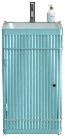 Sxlawesom Lavabo de pie, Mueble de baño monobloque, Lavabo de Estilo Industrial para Bar o Restaurante(Azul)