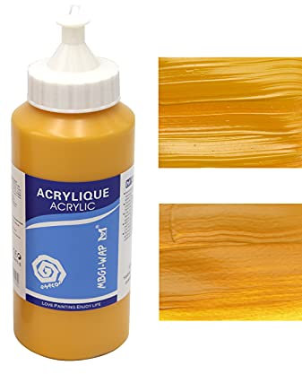 MAGI® Künstler-Acrylfarbe je 500 ml, in 24 feinen Farbtönen, freie Farbwahl, Acryl, Malfarbe im Dosiergebinde (05-ockergelb)