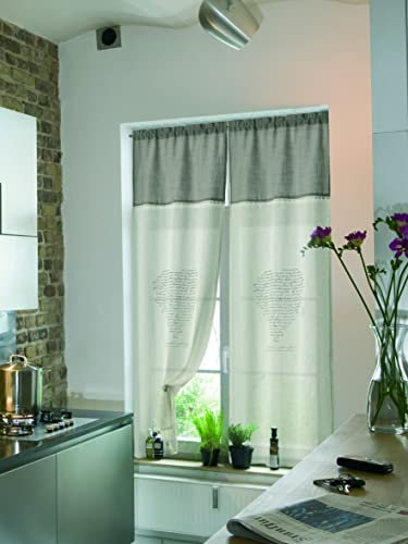 Home Collection TCCUO129/240 Tendina Coppia Cuore, Poliestere, Grigio, 60x240 cm, 2 Unità