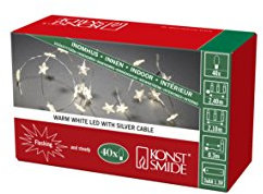 Konstsmide LED Naked Wire and Stars Battery Fairy Lights/Pin Wire Light Chain/Battery Indoor Use/40 Warm White Diodes/Static or Flashing/3 AA Batteries (Excl.)/Silver Wire String Lights, 3139-103