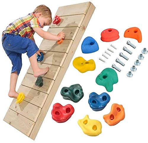 The Magic Toy Shop Climbing Stones – Durable Poly-Resin Stones for Kids, Indoor & Outdoor Use – Easy Install with Rust-Free Fixings – Multicoloured Holds for Climbing Frames & Walls, Ages 3+