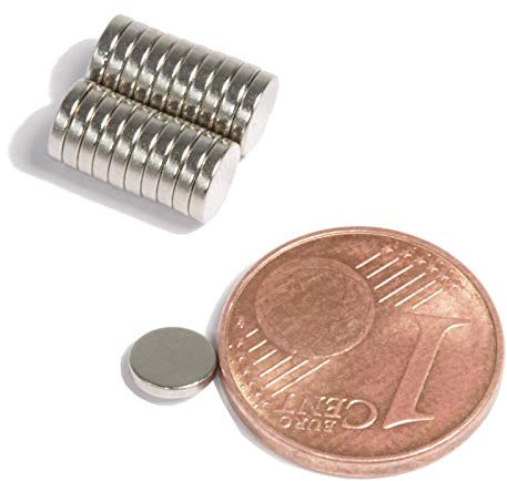 Neodym Magnet N52 Scheibe 250g - Zylinder Magnetscheibe 5mm Durchmesser x 1mm - 5x1mm Neodym Magnete Runde Scheiben Flach [20 Stück]