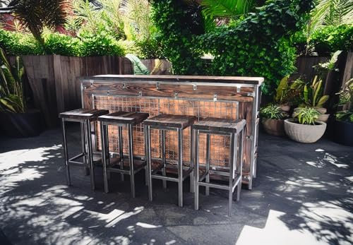 CHYRKA® Bartisch Stehtisch Barhocker Barstuhl BarMöbel SAMBOR Loft Vintage Bar Industrie Design Handmade Holz Metall (THEKE -160 cm - 63)