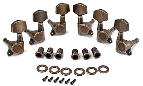 Alnicov Guitar Machine Heads Saiten-Tuning Pegs Tuner 3R3L für Akustik- oder E-Gitarren-Bronze