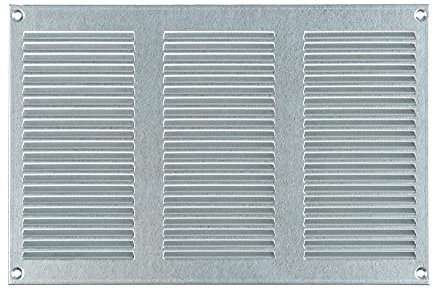 Steinberg14 Griglia di Ventilazione Rettangolare 300x200 mm - Griglie di Aerazione in Metallo Zincato - Serranda di Scarico dell'aria con Zanzariera - Copri Bocchetta Interna a Parete e a Soffitto