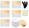 Yalbdopo 6Pcs 10ml / 10g Empty Frosted Clear Glass Cosmetic Sample Containers with Wood Grain Plastic Lids and Inner Liners - Refillable Mini Travel Pot Jars for Makeup Creams Lip Balm Beauty Nails