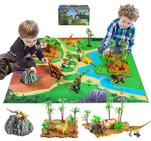 GIUHAT Dinosaurier Spielzeug ab 3 4 Jahre, Dino Figuren Kinderspielzeug, Geschenke für Junge und Mädchen, Tyrannosaurus Rex, Brachiosaurus, Pteranodon, Triceratops