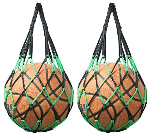 SJZBIN Netztasche für Volleyball, Basketball, Fußball, 2 Stück, Schwarz / Grün
