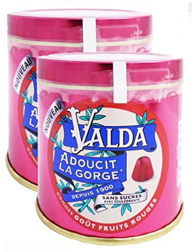 Valda Gommessans Sucre pour la gorge gout  Fruits rouges  boite de 140 gr - Lot de 2 boites(2)