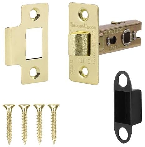 Decoranddecor 2.5 Inch Tubular Mortice Latch for Internal Doors, Fire Rated (1 Pack, 44-64mm, Brass)