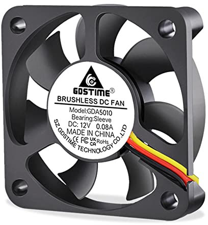 GDSTIME 2 Stück Lüfter 50x50x10 12V PC Lüfter 50mm 12V 3Pin Gehäuselüfter 50mm für Computer Auspuff Belüftung Lüfteraustausch