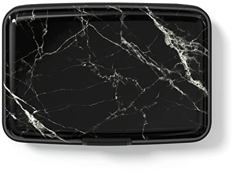 Hsxnam Étui pour cartes de crédit en aluminium avec blocage RFID - Joli étui pour cartes de visite pour homme et femme, noir marbré, s, Moderne
