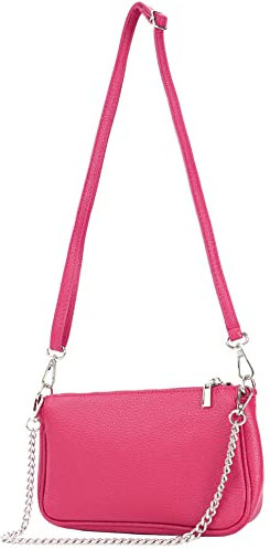 modamoda de - T237 - Umhängetasche Klein Small aus ital. Leder, Farbe:Pink