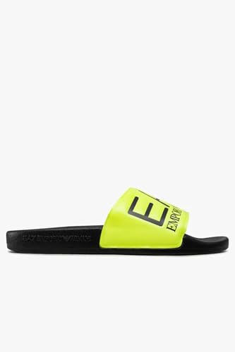 EA7 Emporio Armani Logo Sliders con Maxi Logo, Ciabatta da Mare/Piscina Unisex (Yellow Fluo/Black, Sistema Taglie Calzature EU, Adulto, Numero, Media, 42)