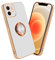 cadorabo Case compatible with Apple iPhone 12 MINI in Glossy White - Gold with ring - Protective cover made of flexible TPU silicone, with camera protection and magnetic car holder