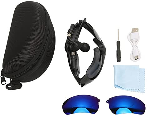 Cuifati Sports Sunglasses Women Man, Bluetooth Smart Glasses for Driving Cycling, HD Polarized Sunglasses with Microphone(Polarised Blue Lenses)