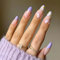 BSLVWG 24 Pcs Almond Press on Nails Short, Multicolour French Stick on Nails with Wavy patterns, Nude Swirl False Nails Short for Women, Oval Fake Nails with Glue for Nails Art (02)