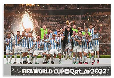JIANJIE Messi Argentinien Weltmeister Accept The Award Poster Leinwand Malerei Poster Wandkunst Dekorativer Bild Druck