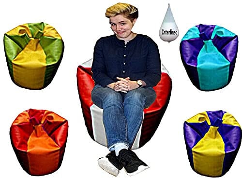 Two tone r Sensory r Beanbag Recliner Gaming Chair (White + Orange, Large 70 x 70 x 90 cm)