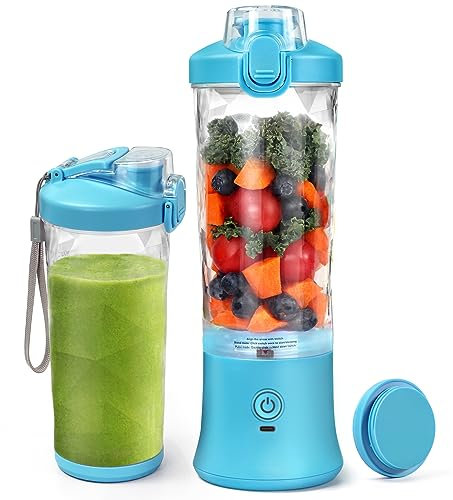 Mixer Smoothie Maker 600ml, Wiederaufladbarer, 4000 mAh Portable Blender, 3D 6 Klingendesign und IP67 Wasserdichtigkeit, USB-Frischsaftmixer mit 2 Mixmodi und 270 W Motor Leicht umrühren