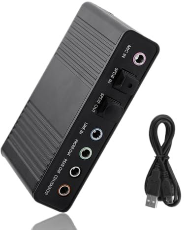 Carte Son Audio, Carte Son Externe USB 2.0 6 Canaux 5.1 Surround Optique S/PDIF Adaptateur De Carte Son Audio pour PC Portable Enregistrement Compatible avec Windows 10/8/7/XP