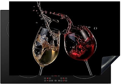 KitchenYeah© Copri Piano Cottura Induzione 76x51 cm Coprifornelli Fornello Proteggi Tutto per la Cucina Fornelli Vino rosso - Vino bianco - Vetro - Nero
