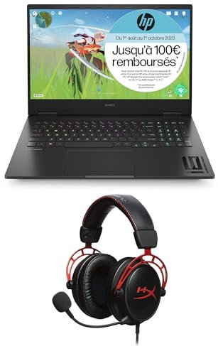 HP OMEN 16-xd0000sf PC Portable Gaming 16.1 FHD IPS (Ryzen 7-7840HS, RAM 16 Go, SSD 512 Go, NVIDIA GeForce RTX 4060 8GB, AZERTY, Windows 11) + HyperX Cloud Alpha (Casque Gaming) 100€ remboursés