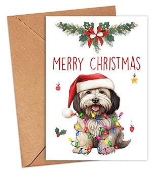 HKDesignGift Havaneser Hund Frohe Weihnachten Grußkarte, Frohe Weihnachten Karte, Havanesische Karte, Niedliche Hund Weihnachtskarte, Entzückende Weihnachtskarte für Hundeliebhaber