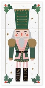 Lot de 6 supports de couverts en papier Casse-noisette de Noël traditionnel, vaisselle festive, casse-noisette de Noël