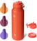 BOTTLE BOTTLE Insulated Water Bottle with Straw 1180ml(40oz) Sports Stainless Steel Water Bottles with Handle Lid Outdoors Drink Flask for Pills (orangered)