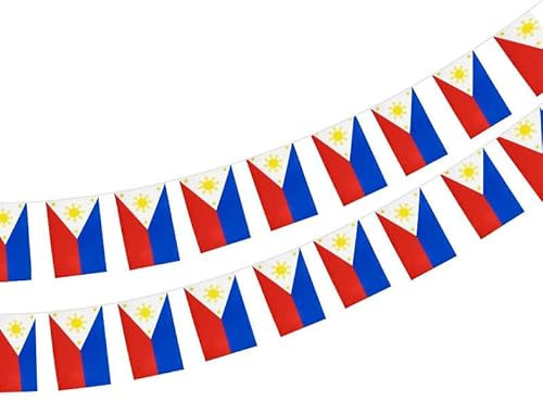 Philippinen-Flagge, 40 Stück, 14 x 21 cm, Philippinen-Girlande, Philippinen-Wimpelkette, Nationalflagge, europäische Flaggen
