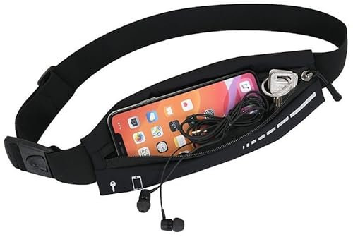 Laufgürtel, schmal, für Damen und Herren, Handyhalterung, Läufer, Hüftgurt für Workout, Joggen, Geldgürtel, Laufen, Geschenk, Zubehör, Schwarz, Einheitsgröße, modisch, 2 Stück, Schwarz, Einheitsgröße