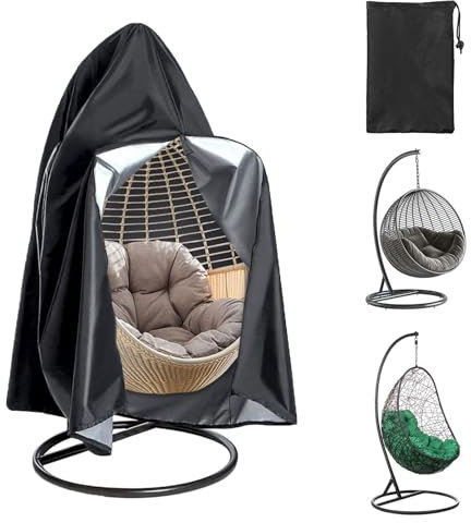 Hängesessel Abdeckung Gartenmöbel Abdeckung Winterfest mit Reißverschluss Kordelzug UV Anti Abdeckung Gartenmöbel Schutzhülle Schwingsessel Abdeckhaube für Hängesessel Egg Swing Chair (190 x 115cm)