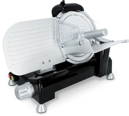 ADE Elektrischer Allesschneider für Aufschnitt, Käse | Verstellbar 0-15mm | Aluminium Gehäuse | 140 W | schwarz