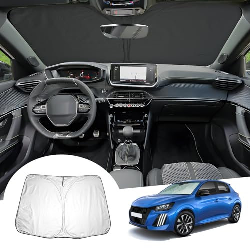 GAFAT 2019-2024 2025 Peugeot 208 e-208 Restyling Parasol para Parabrisas Interior, Nuevo Peugeot 208 2023 GT Line Parasol Lunas delanteras, Enfriamiento, Protección UV, Peugeot 208 Accesorios