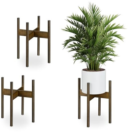 Relaxdays Pack 3 Macetas, Portamacetas de Interior, Bambú, Soportes para Tiestos de hasta 29 cm, Marrón, XL