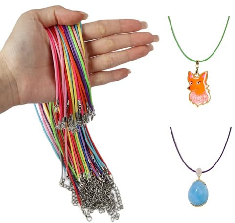 40 Stück Lederband Kette Mit Verschluss, 2mm Halskettenschnur Gewachste, Kunstlederband Schmuckband für DIY Armband Halskette Schmuckherstellung