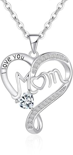 Tusuzik Weihnachtsgeschenke für Mutter Halskette Damen Silber 925 Herzkette Unendlichkeitszeichen Halsketten Schmuck Kleine Geschenke für Freundin Weihnachten Damen Schmuck