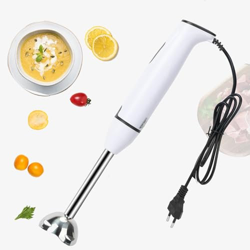 tinysiry 400W Single Mixing Blade,Electric Handheld Immersion Stick Blender with Stainless Steel Feet,Handheld Baby Supplement Electric Stirrer for Smoothies Soups Sauces White Black UK