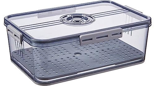 Contenedor Organizador de Alimentos para Cocina, latas estables con Sello de Pet para Nevera, Caja de Almacenamiento de Frutas y Verduras de Alta Capacidad, Color Gris