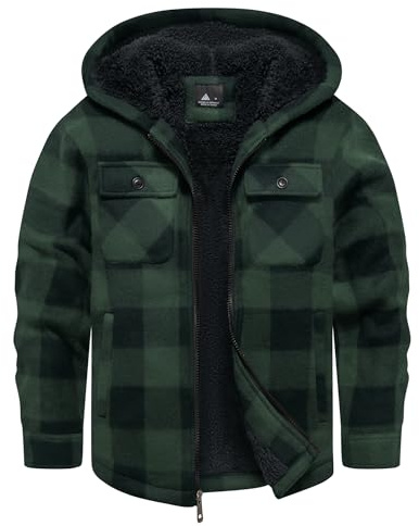 zitysport Camicia Giacca Ragazzi Felpa con Cappuccio Spessa Plaid Bambini Zip Di Flanella Calda Sudore Outdoor Felpa Foderato Invernali Tasca