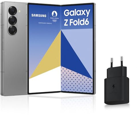 Samsung Galaxy Z Fold6, Smartphone Android 5G avec Galaxy AI, 256 Go, Chargeur secteur rapide 25W inclus, Smartphone déverrouillé, Gris, Version FR