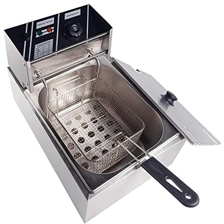 LAMEDOAT 6L Stainless Steel Deep Fat Fryer, 2500W Easy Clean Electric Fryer With Timer And Temperature Control, For Food Cooking & French Fries