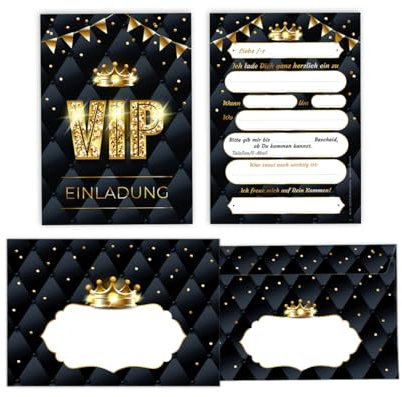 Minkocards 12 Einladungskarten incl. 12 Umschläge zum Geburtstag Kindergeburtstag VIP Disco Jungen Mädchen Jungendliche Erwachsene Einladung Geburtstagseinladungen