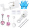 WillTen Set di 10 piercing per ombelico con pistola, piercing extra da 13 g, 14 g, con acciaio chirurgico 316 l, per ombelico, setto naso, capezzolo, lingua, piercing, Metallo
