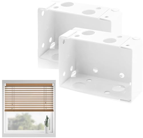GIONAR Venetian Blind Fittings - Window Profile Box Mounting Brackets, Square Headrail Track End Holder, Easy Install Blind Parts, Box Brackets (White)