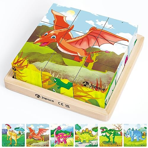 Dinosaur Puzzles, Wooden Toddler Puzzle, Wooden Chunky Jigsaw Montessori for Kids Age 1 2 3 4 5 Year Old, Preschool Learning Educational Toy