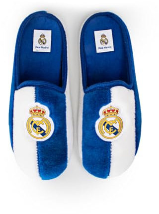 MARPEN SLIPPERS Zapatillas de casa Real Madrid CF Oficiales Temporada 25/26 para Hombre o Mujer, Suela Caucho Diseño Fútbol, Azul y blanco, Talla 36